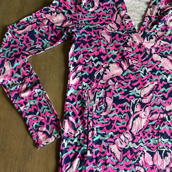 Lilly Pulitzer Pink and Blue Patterned coverup Dress lobster print XS - Picture 5 of 6